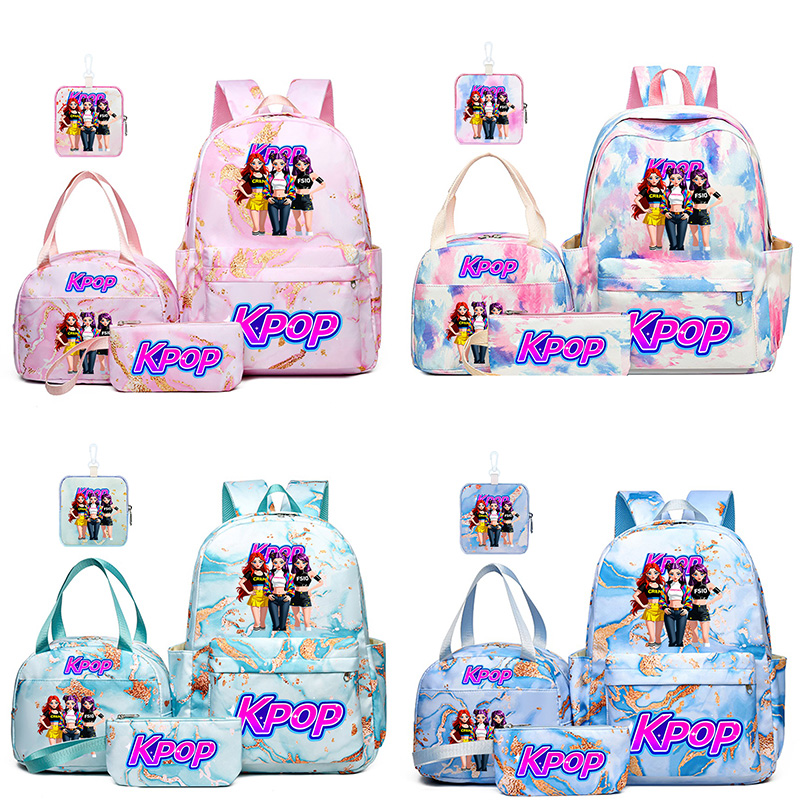 School Backpack Teen - 4pcs K-POP Group Print Backpack Teens