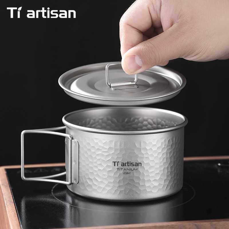 Foldable Backpack Small - Tiartisan Pure Titanium Hammered Texture Camping
