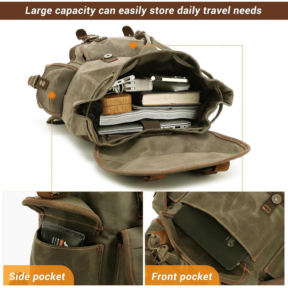 Vintage Canvas Leather Backpac – Leather Backpack Vintage Bewertung und Preis