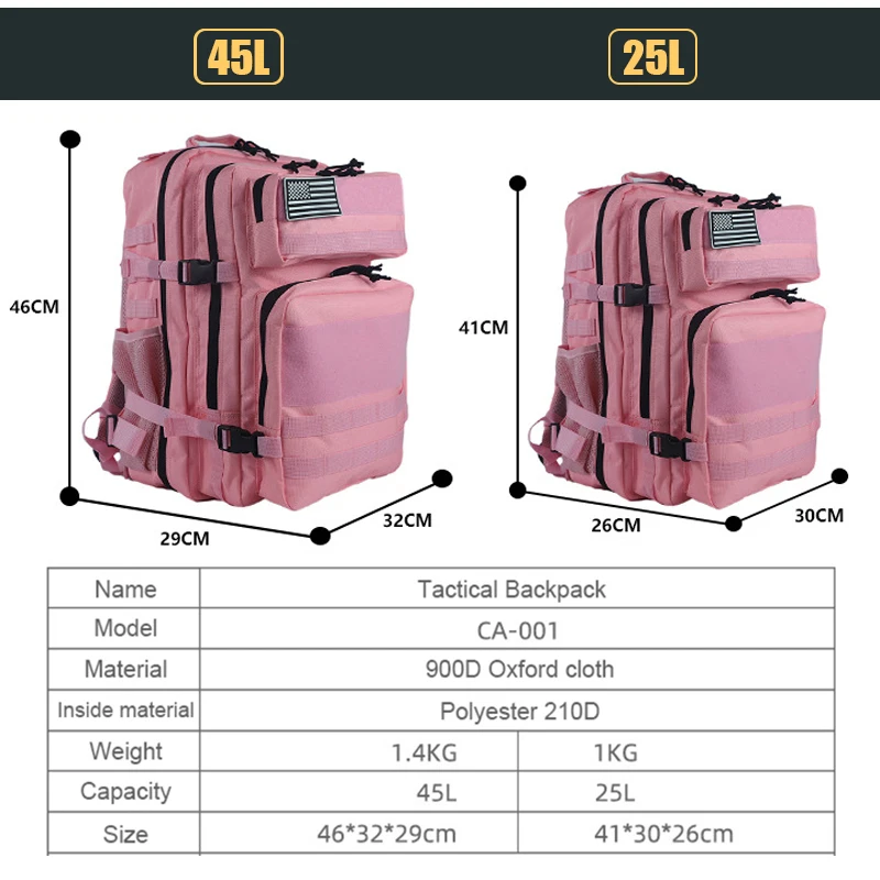 25L/45L 3P Tactical Backpack f – Urban Backpack Tactical Bewertung und Preis